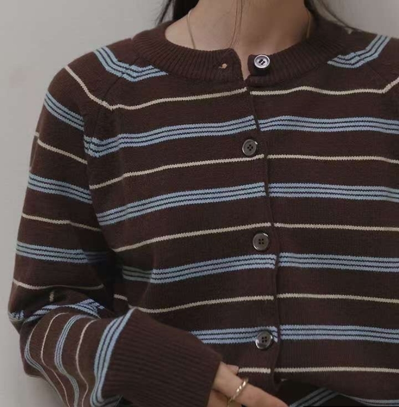 韓 細條文短版外套 2色 size