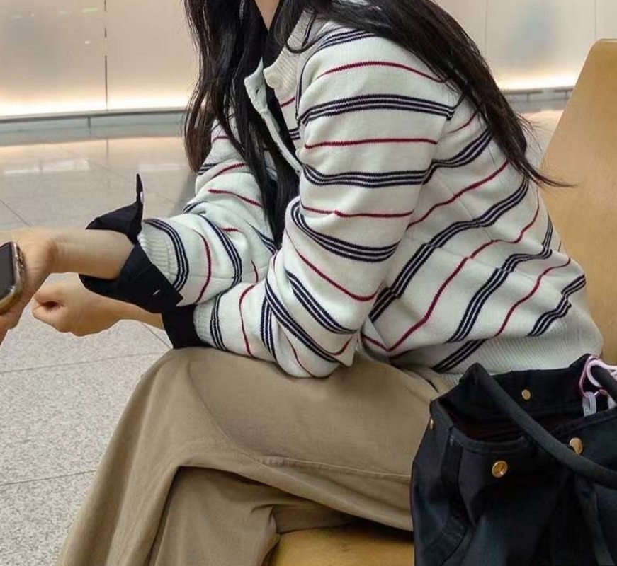 韓 細條文短版外套 2色 size