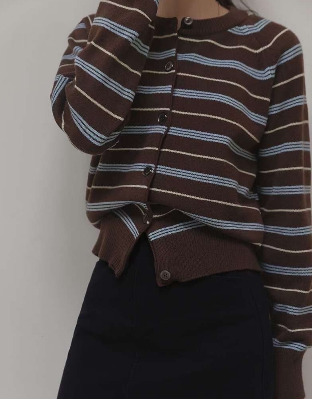 韓 細條文短版外套 2色 size