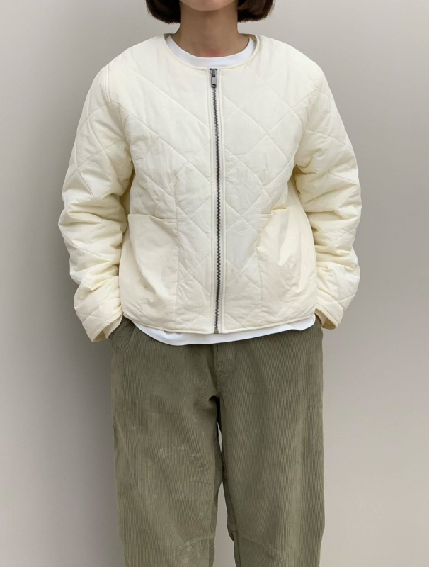 韓 菱格壓紋圓領外套 2色