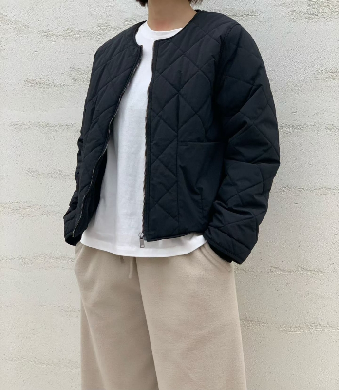 韓 菱格壓紋圓領外套 2色