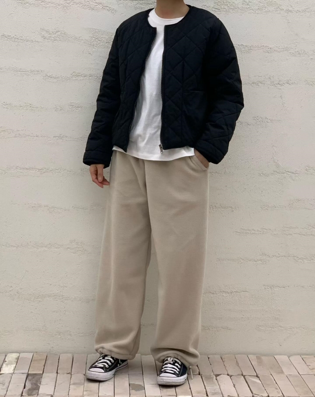 韓 菱格壓紋圓領外套 2色