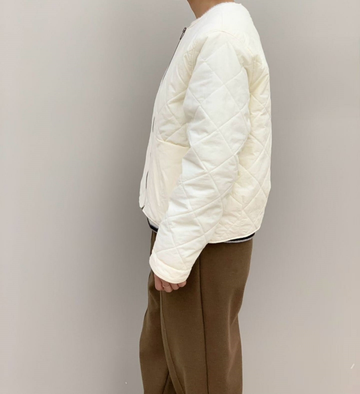 韓 菱格壓紋圓領外套 2色