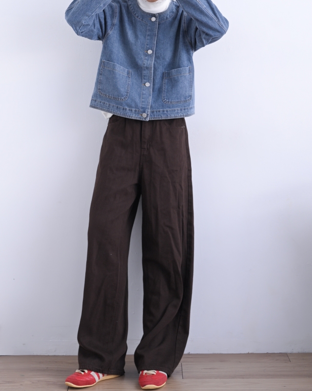 韓 圓領短版牛仔外套 size