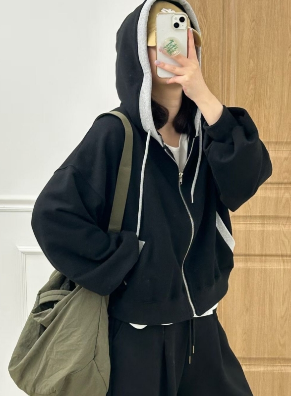 韓 配色連帽外套 3色 size