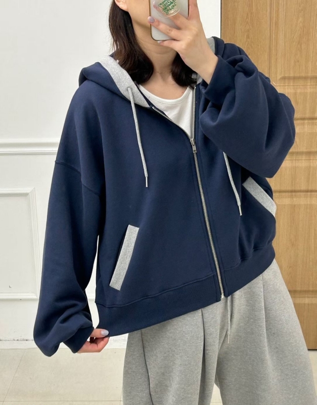 韓 配色連帽外套 3色 size