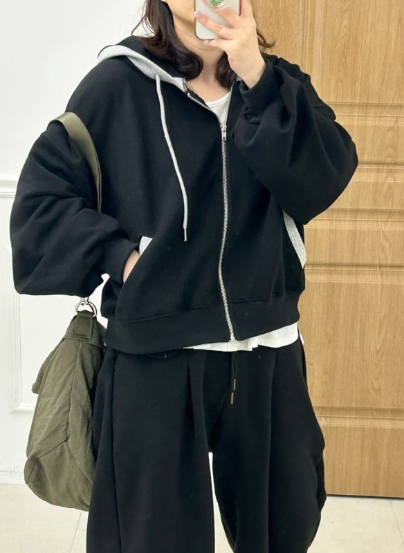 韓 配色連帽外套 3色 size