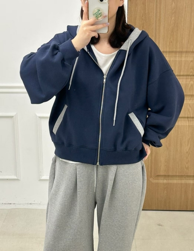 韓 配色連帽外套 3色 size