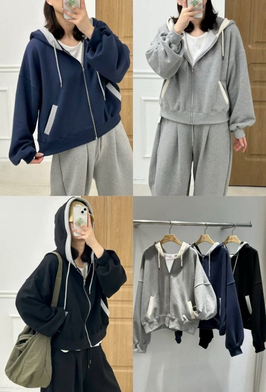 韓 配色連帽外套 3色 size