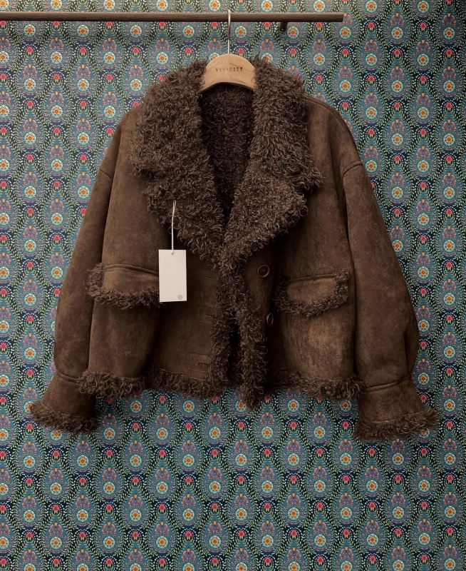 韓 兩面穿毛毛短版外套 size