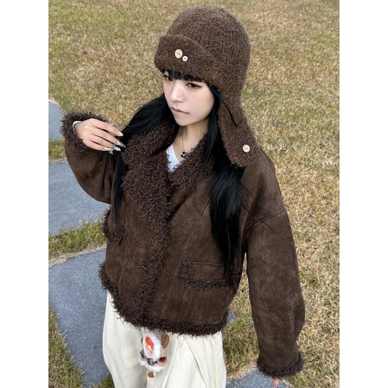 韓 兩面穿毛毛短版外套 size