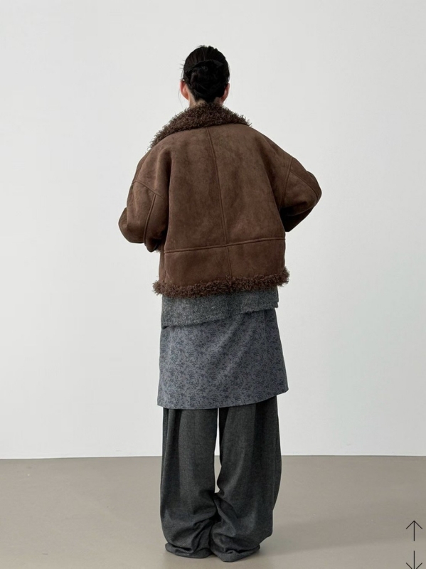 韓 兩面穿毛毛短版外套 size