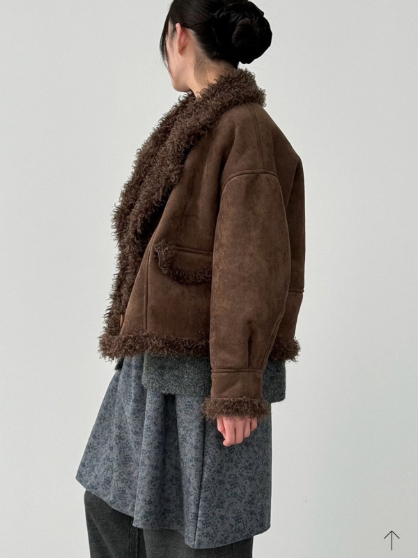 韓 兩面穿毛毛短版外套 size