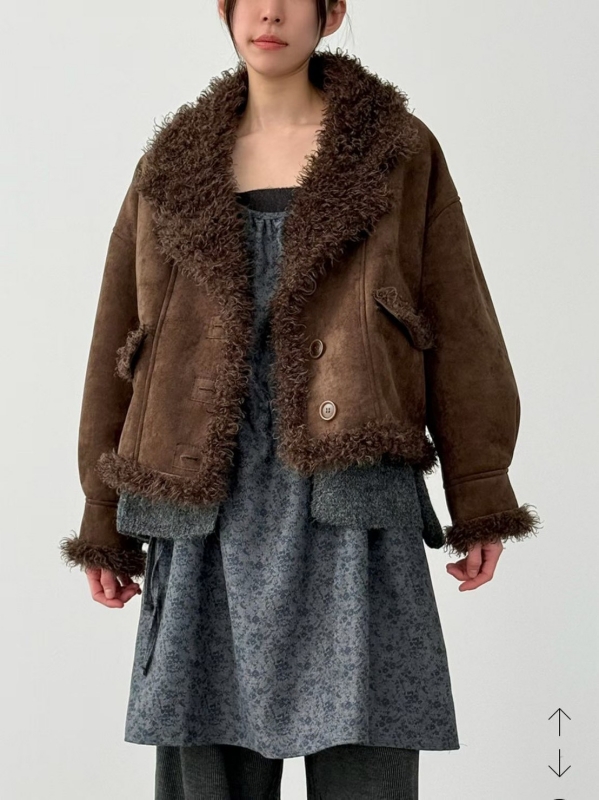 韓 兩面穿毛毛短版外套 size