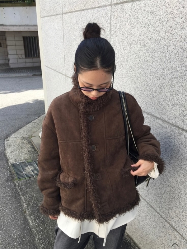 韓 兩面穿毛毛中版外套