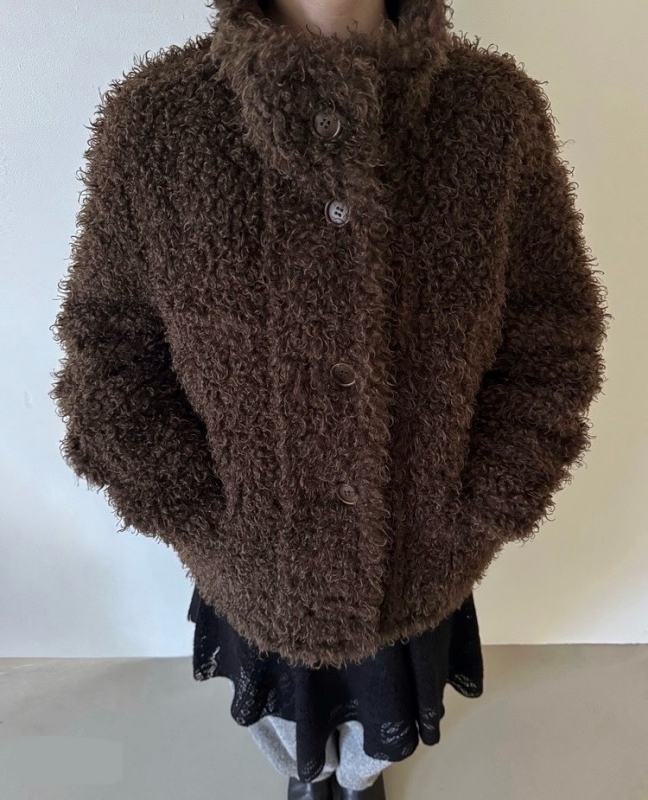 韓 兩面穿毛毛中版外套