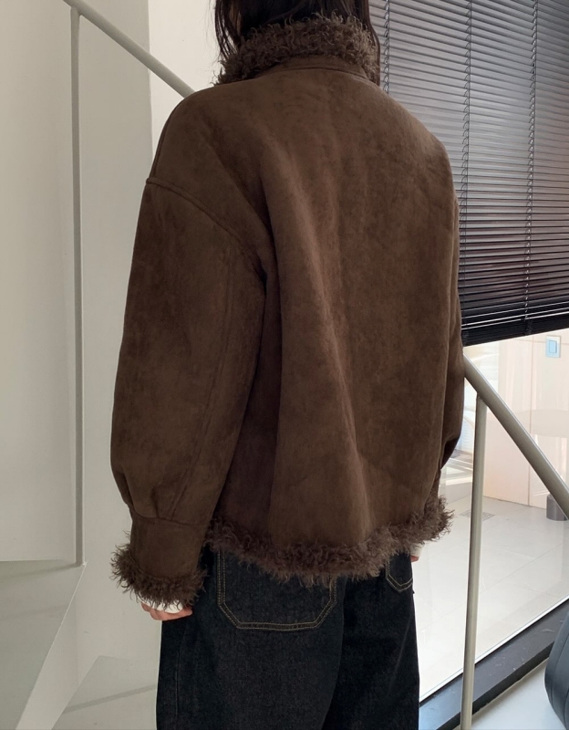 韓 兩面穿毛毛中版外套