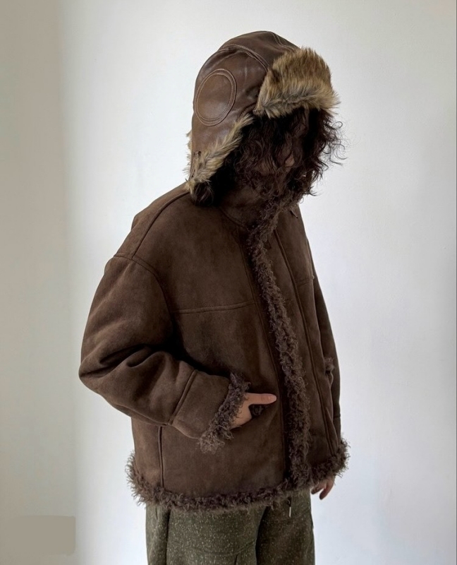 韓 兩面穿毛毛中版外套