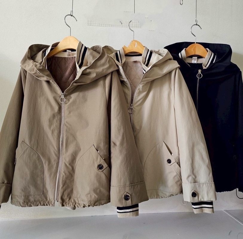 韓 領袖織帶連帽外套 3色 size