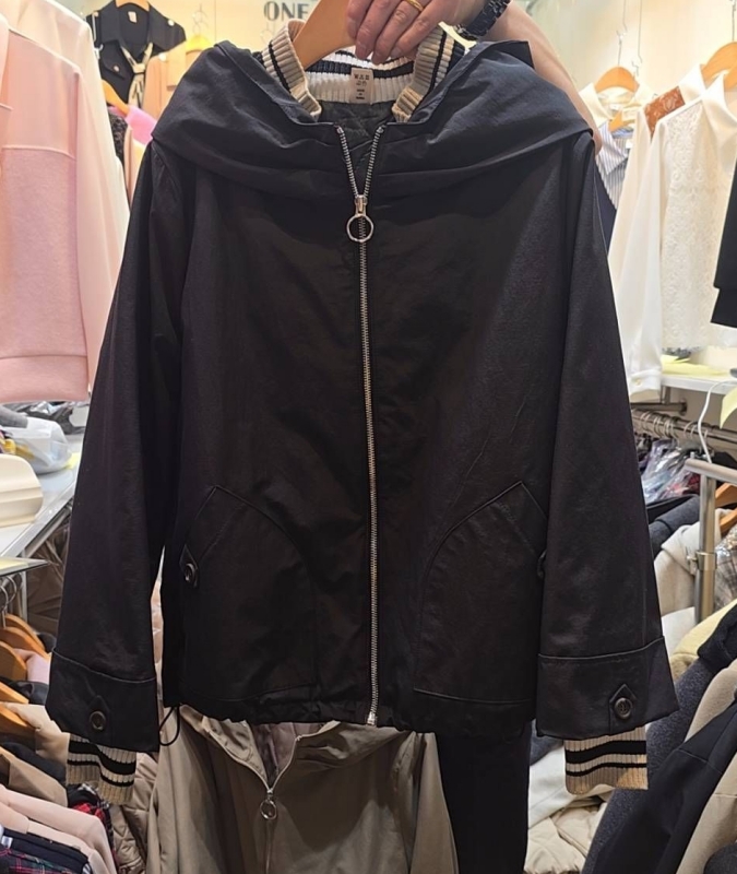韓 領袖織帶連帽外套 3色 size