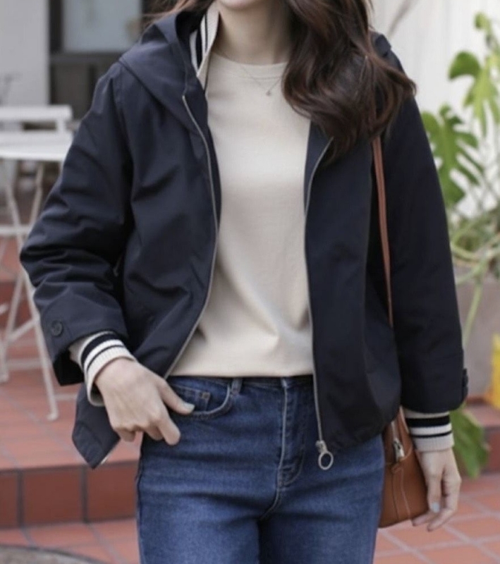 韓 領袖織帶連帽外套 3色 size