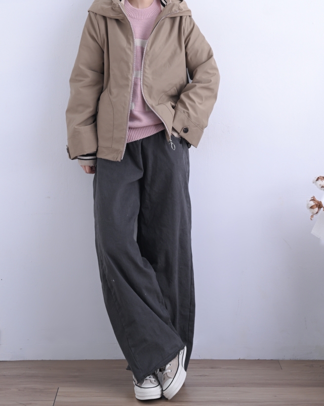 韓 領袖織帶連帽外套 3色 size