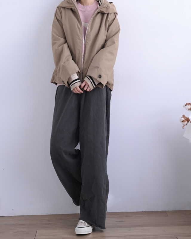 韓 領袖織帶連帽外套 3色 size