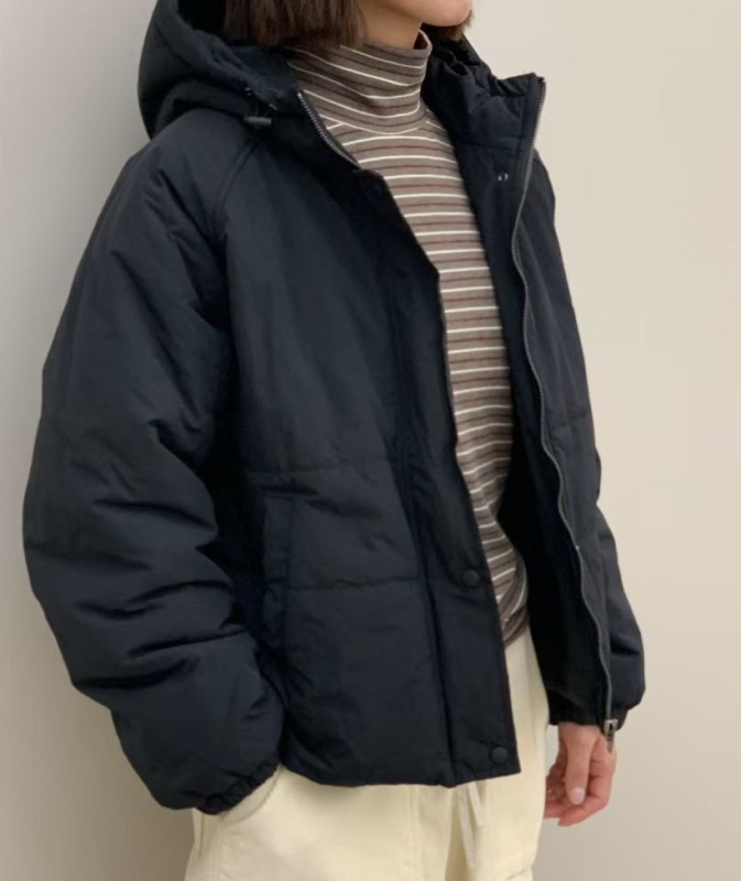 韓 帽抽繩連帽鋪棉外套 2色 size