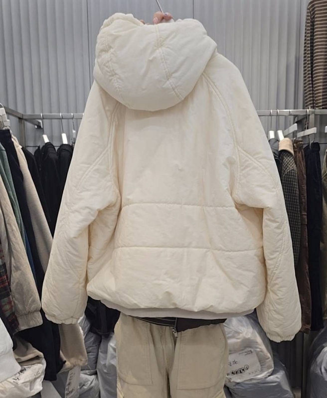 韓 帽抽繩連帽鋪棉外套 2色 size