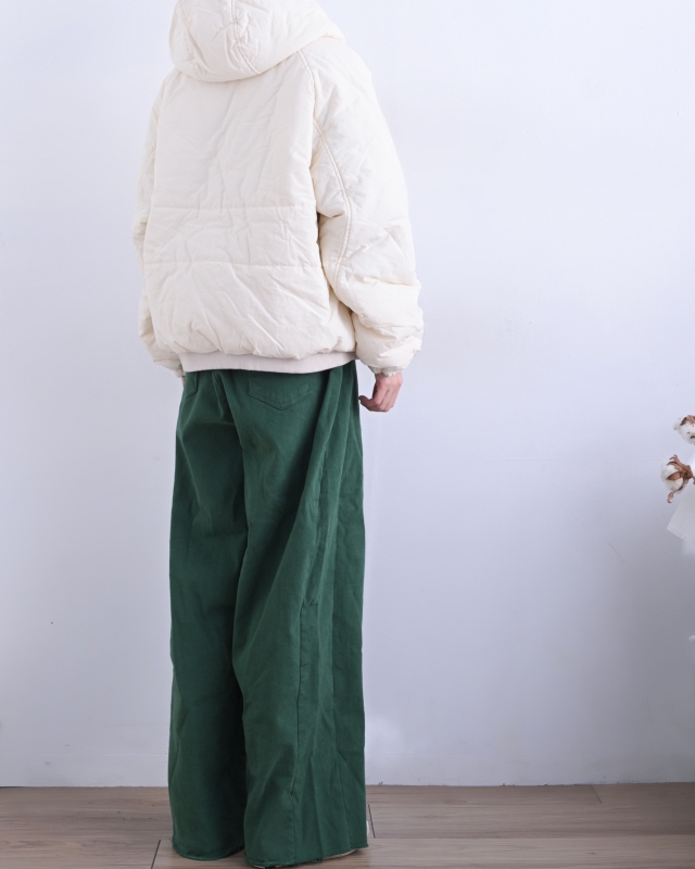 韓 帽抽繩連帽鋪棉外套 2色 size