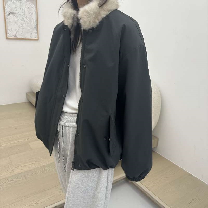 韓 內毛毛短版外套 3色