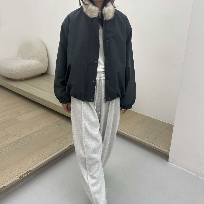 韓 內毛毛短版外套 3色