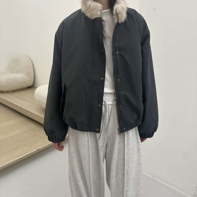 韓 內毛毛短版外套 3色