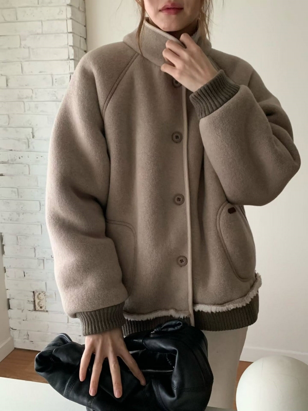 韓 內毛毛鬚鬚邊外套 3色