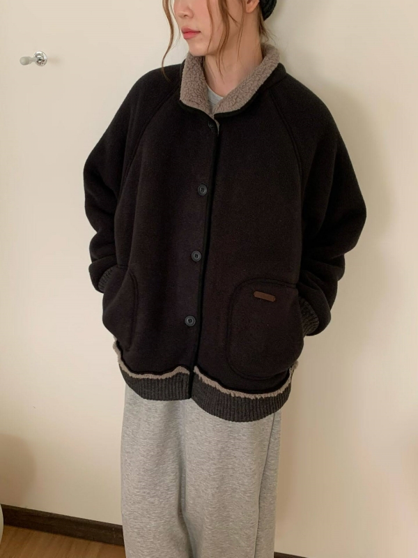 韓 內毛毛鬚鬚邊外套 3色