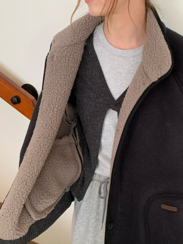 韓 內毛毛鬚鬚邊外套 3色