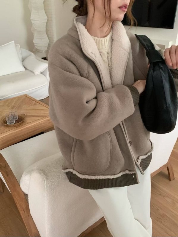 韓 內毛毛鬚鬚邊外套 3色