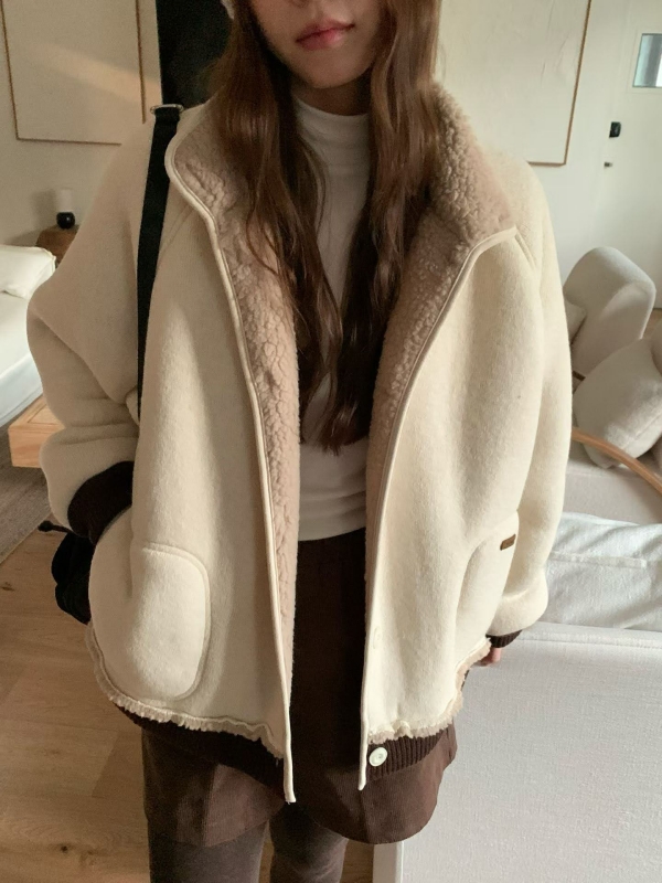 韓 內毛毛鬚鬚邊外套 3色