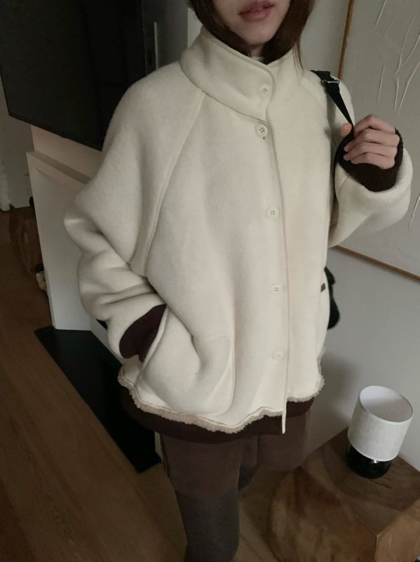 韓 內毛毛鬚鬚邊外套 3色