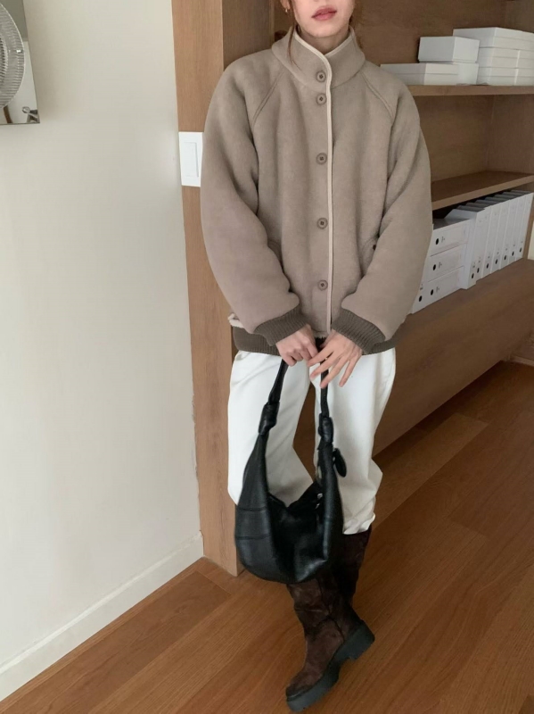 韓 內毛毛鬚鬚邊外套 3色