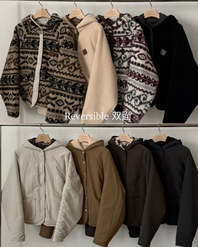 韓 兩面穿連帽短版外套 4色