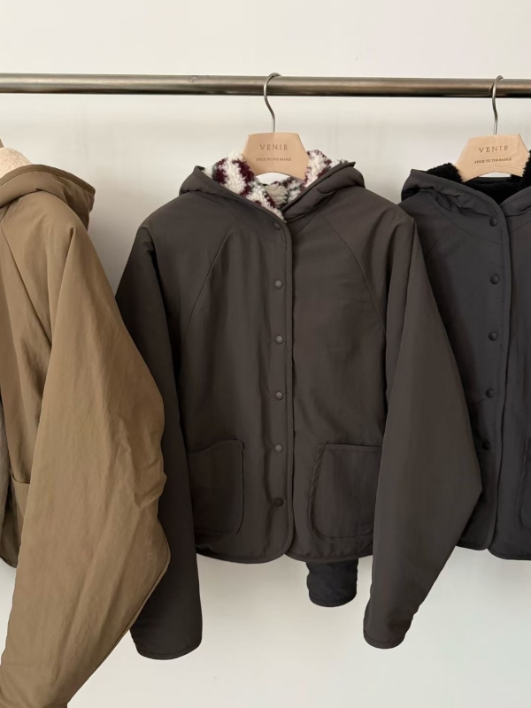 韓 兩面穿連帽短版外套 4色