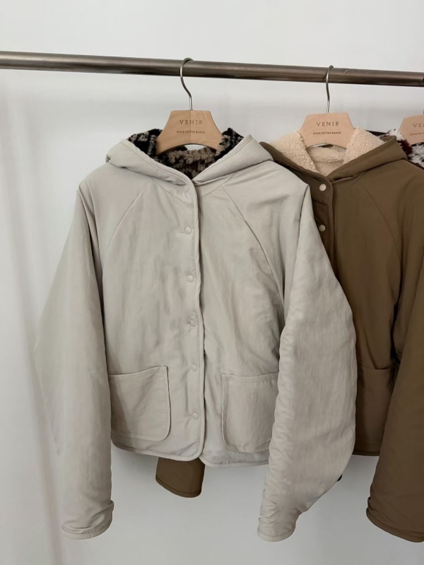 韓 兩面穿連帽短版外套 4色