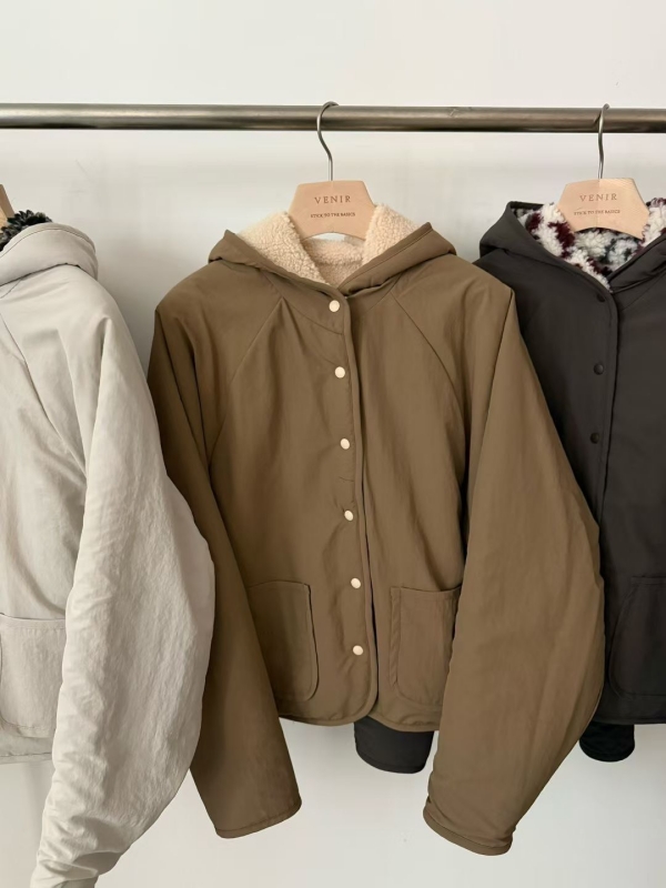 韓 兩面穿連帽短版外套 4色