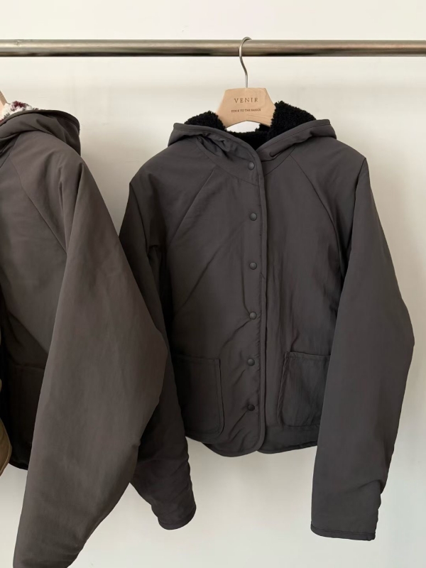 韓 兩面穿連帽短版外套 4色