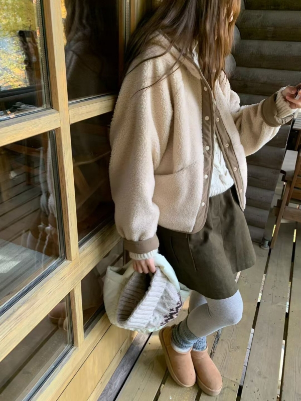 韓 兩面穿連帽短版外套 4色