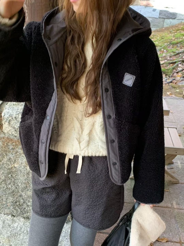 韓 兩面穿連帽短版外套 4色