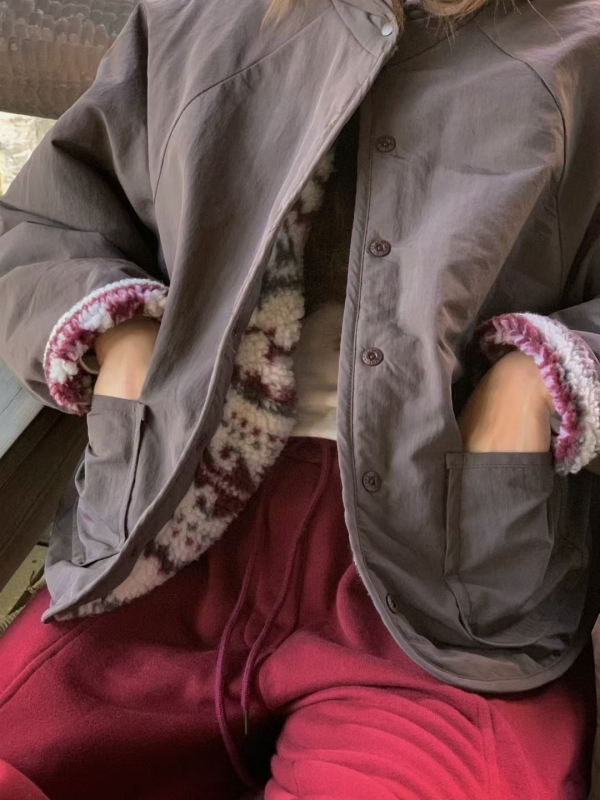 韓 兩面穿連帽短版外套 4色