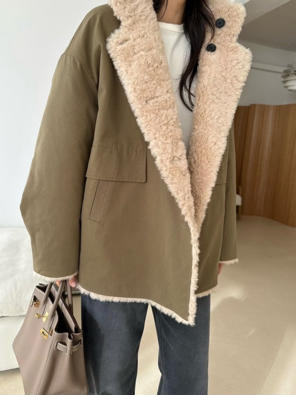 韓 兩面穿毛毛外套