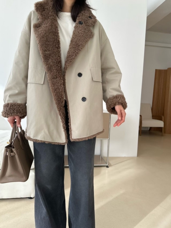 韓 兩面穿毛毛外套